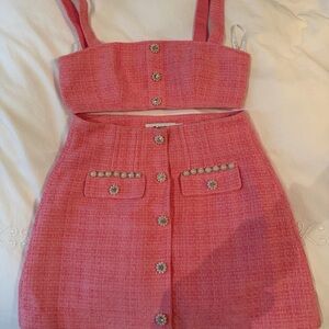 Self-Portrait Pink Tweed Skirt Set